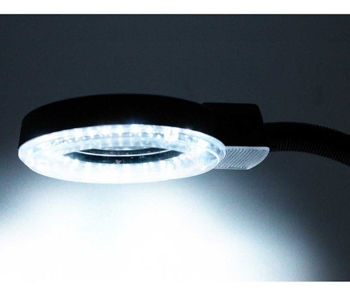 Lámpara Led Blanca Con Lupa Flexible Para Escritorio Negro