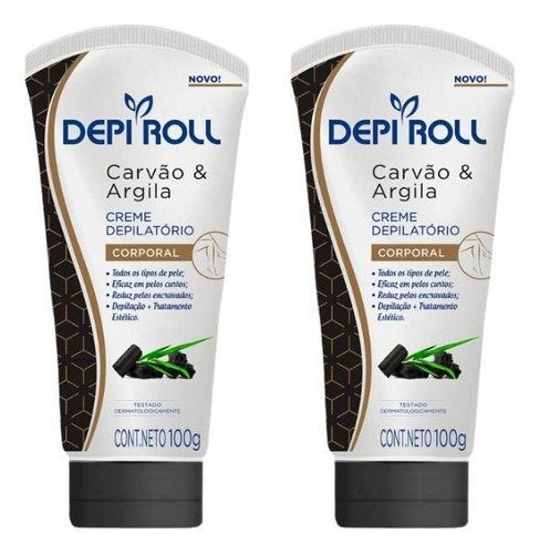 Depilatorio Depiroll Creme 100g Corpo Carvao E Argila - 2un