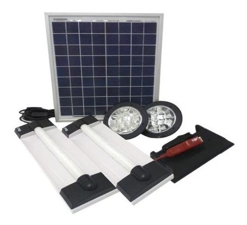 Kit Panel Solar Regulador 4 Lamparas Bateria Y Cables