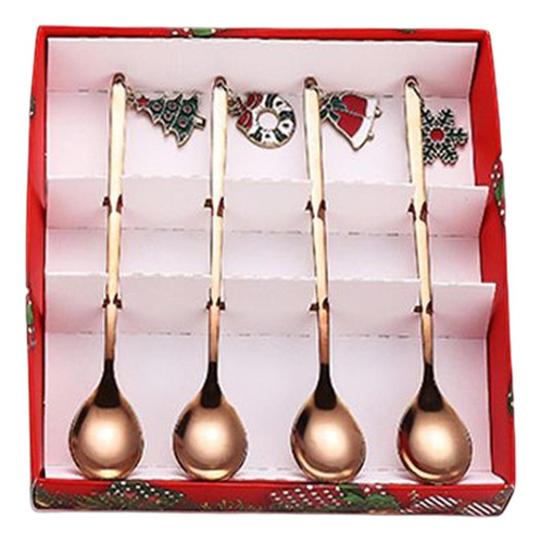 Cuchara De Café De Navidad De Acero Rosa Áurea Rosa Áurea