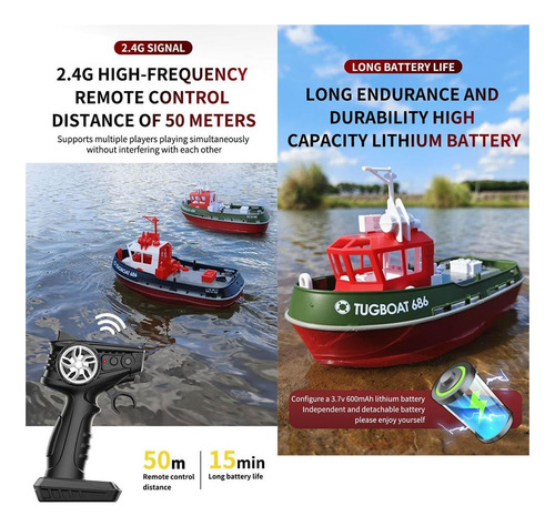 Barco Weendiypty Rc, Remolcado Rc De 24ghz Para Piscinas Y