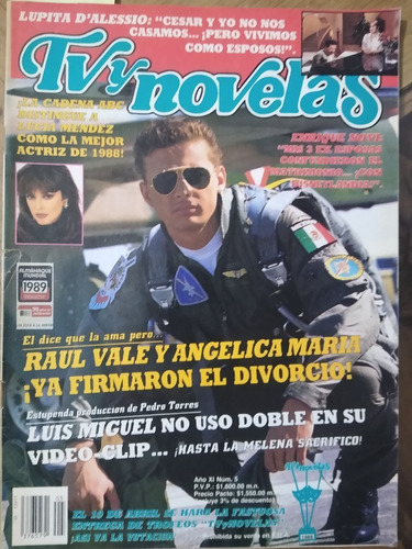 Luis Miguel En Portada De Revista Tvynovelas Año-1989