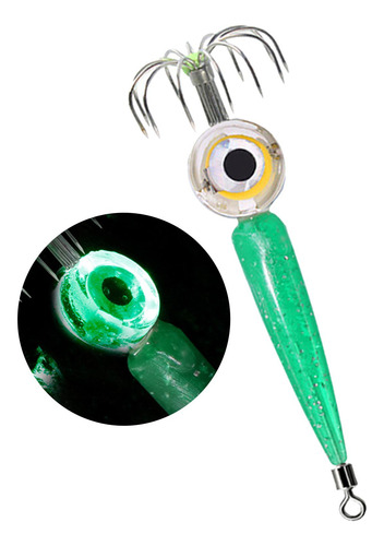 Lámpara De Señuelo De Calamar Led Con 12 Ganchos Verde