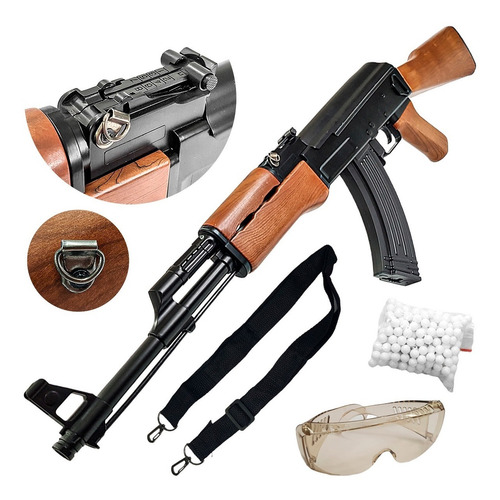 Imagen 1 de 10 de Fusil Airsoft Ak-47 Marcadora Full Auto Cm.022 Accesorios