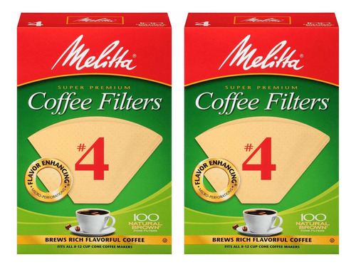 Melitta #4 Filtros De Café, Marrón Natural, 2 Paquetes De.