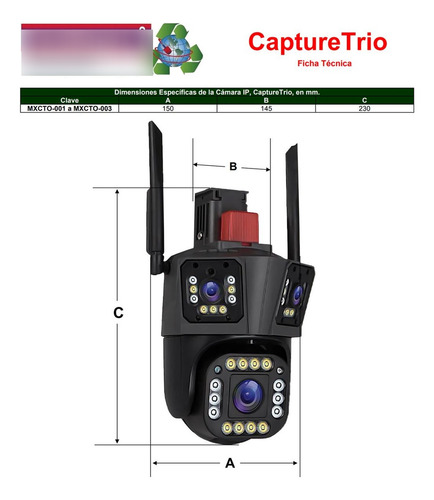 Cámara Ip Uso Doméstico, Mxcto-003, 3 Pzas, 3x4mp, 12/15fps,
