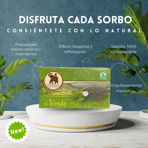 Te Verde 20 Sobres Refrescante Antioxidante Sin Cafeína