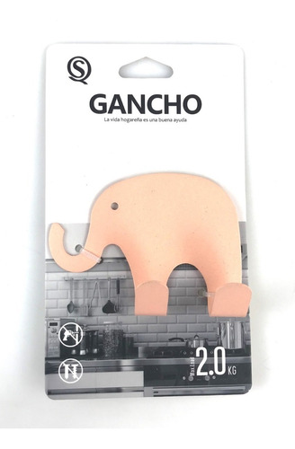 Gancho De Hierro Autoadhesivo Elefante Soporta 2kg 