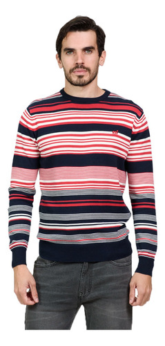 Sweater Pullover Rayado Algodón Moda Hombre Mistral 40051-9