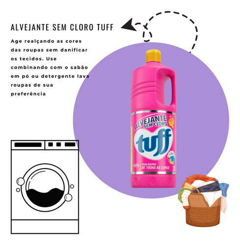 Kit 6 Alvejante Sem Cloro Tuff 2l Tipo De Roupas Start