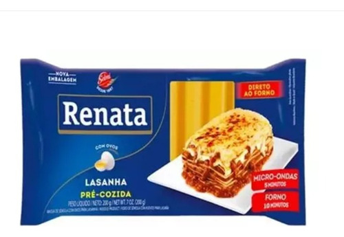 12 Massas Lasanhas Com Ovos Renata Pré Cozida Pct 200g Cada
