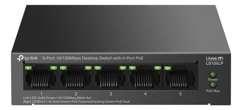 Switch 5 Puertos Con 4 Puertos Poe 10/100mbps Ls105lp