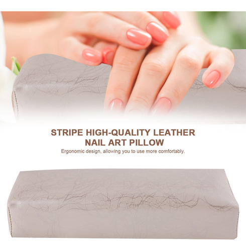 Almohada De Manicura Plateada Con Rayas De Cuero De Alta Cal