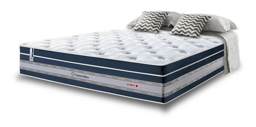 Colchão Casal Molas Pocket Cama Inbox Select Euro Soft Cor Azul