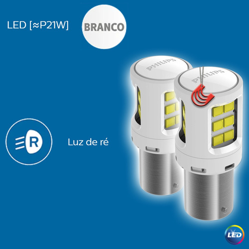 Imagem 5 de 7 de Par Kit 2 Lâmpadas Philips Led Ultinon P21w 1 Polo Branca Ré