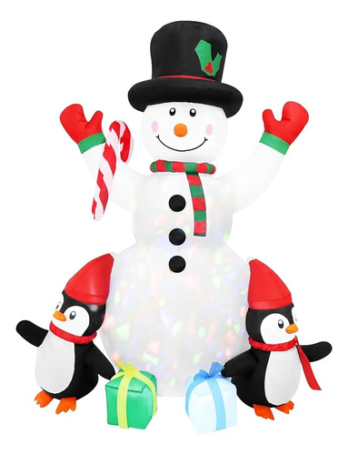 Muñeco De Nieve Inflable De Navidad De 6 Pies Y Pingüinos Mu