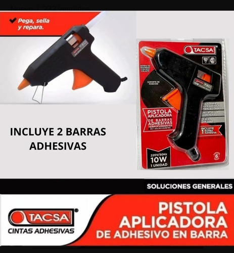 Pistola Hot Melt 10w Barra Adhesiva Encolar Silicona Tacsa