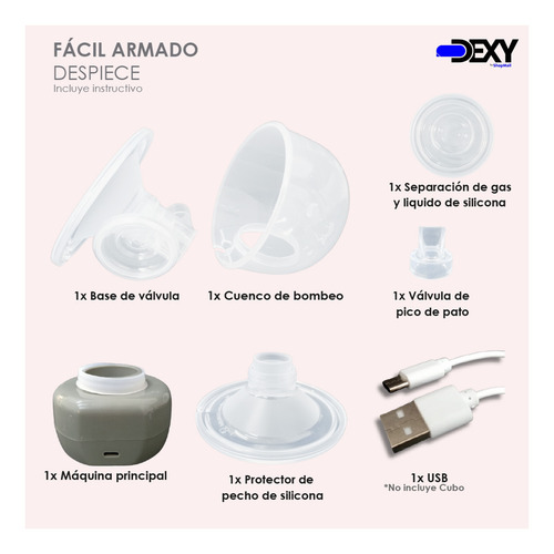 Extractor De Leche Eléctrico Portátil Manos Libres 9 Niveles - Dexy