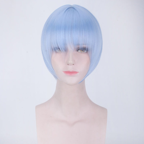 Peluca Corta De 35 Cm Con Malla Para Cosplay De Ayanami Rei
