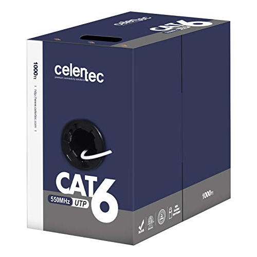 Celertec Cable Ethernet Cat6, 1000 Pies, 23 Awg, Cobre Desnu