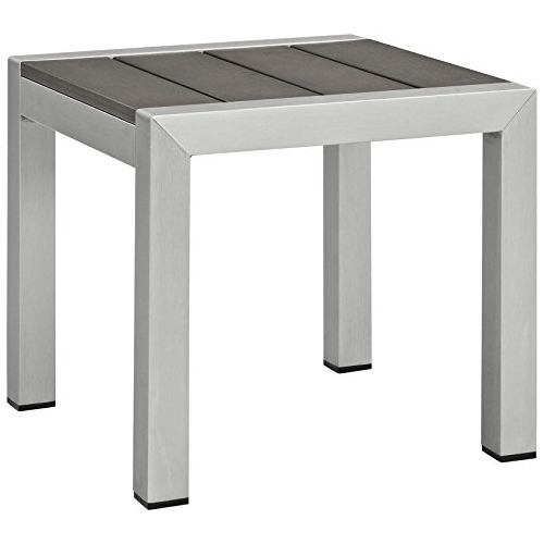 Mesa Auxiliar De Exterior De Aluminio Shore Gris Platea...