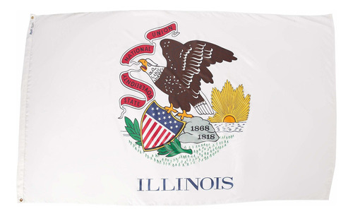 Bandera Del Estado De Illinois 100% Fabricado En Estados Uni