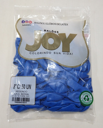 50 Balão Bexiga Joy N°8 - Cores (ler Descrição) Cor Azul Royal