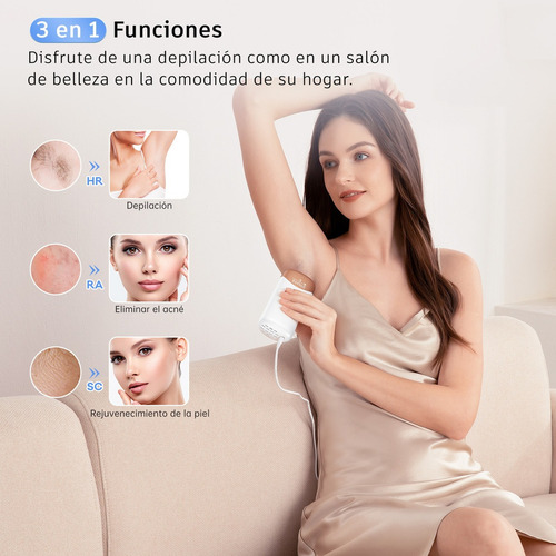 Depiladora Laser Permanente Ipl Modo Frio Sin Dolor 3 En 1 Blanco