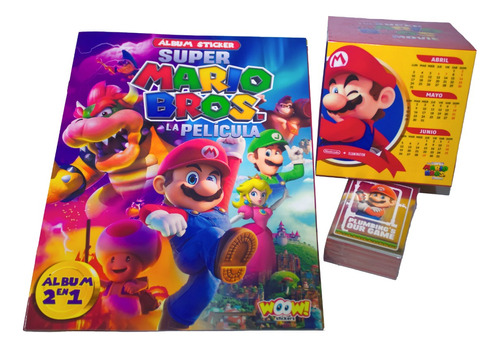 Album Mario Bros + Figuras Completas + Calendario + Envio