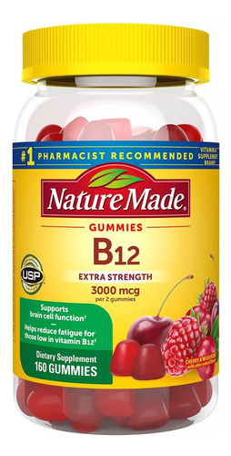Nature Made Vitamina B12 Extra Fuerte 3000 Mcg 160 Gomitas Frutos Rojos
