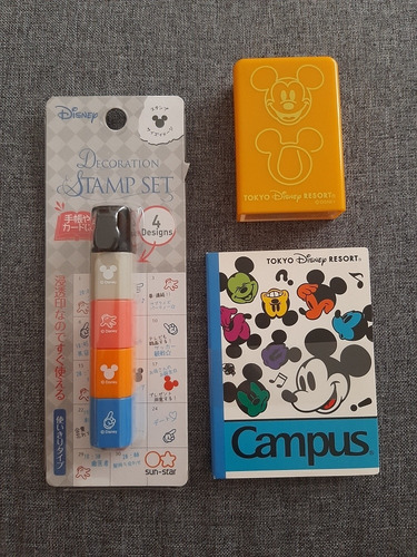 Mini Carimbos + Clips + Bloquinho Notas Mickey Disney Japão
