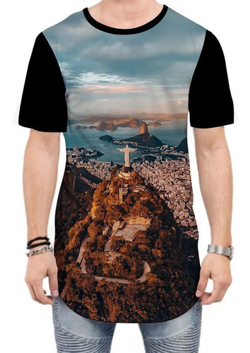 Camiseta Long Line Cristo Redentor Rio De Janeiro 4