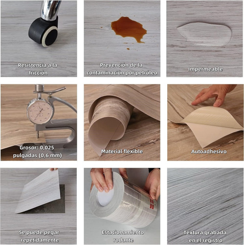 Autoadhesivas Papel Pintado Revestimientos Desuelos 36piezas Veta De Madera Gris