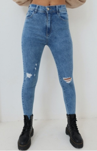 Espectacular Jeans Denim Tiro Alto Calce Perfecto Talle 40