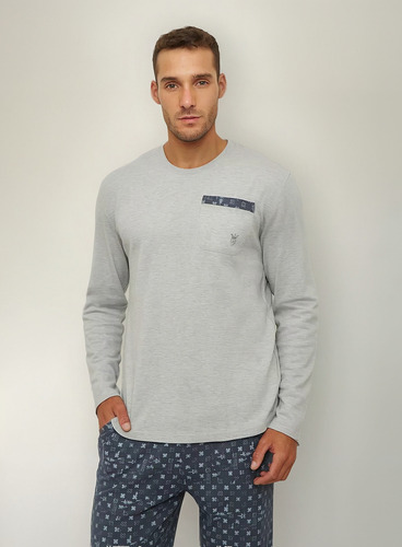 Pijama Palmers Hombre Largo Algodón Interlock Color Gris