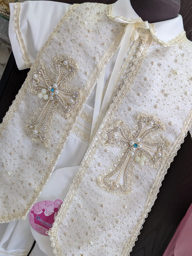 Ropón Bautizo Niño Elegante Traje Bautizo P08 Beige Talla 6 Meses