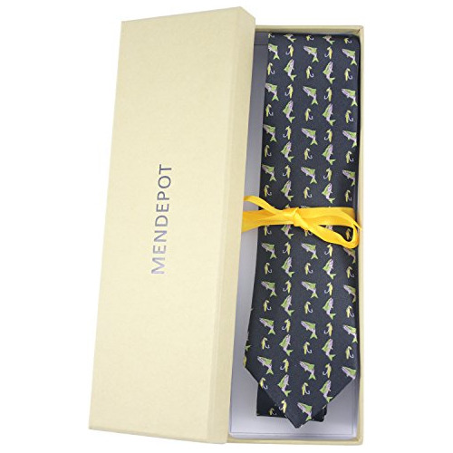 Corbata Mendepot Con Anzuelo De Pesca Con Mosca Y Salmón Con