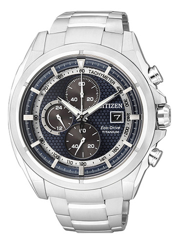 Relógio Citizen Masculino Titânio Crono Eco-drive Tz20377f Fundo Azul-escuro