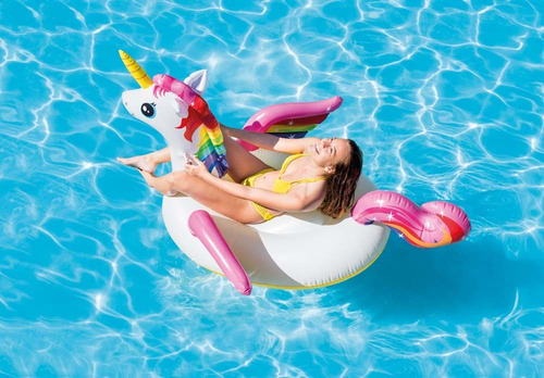 Bote Inflável Intex Boia Para Piscina Unicórnio 201cm