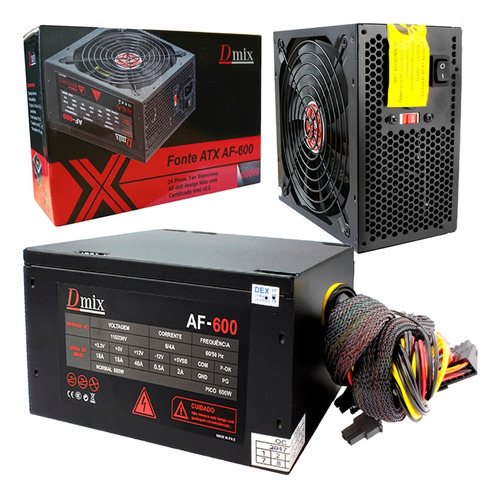 Fonte Atx 600w Reais Gamer Super Silenciosa Pc Bivolt