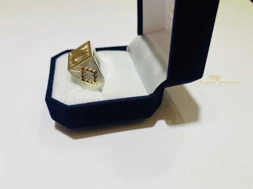 Anillo Sello Hombre Con Cruz Pampa. Plata Y Oro 10k. Tuset.