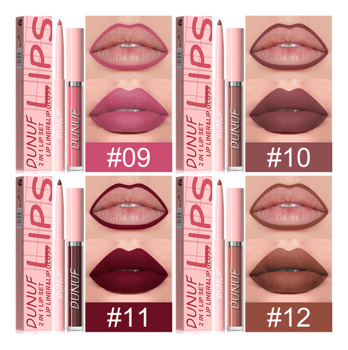 Conjunto 2 Em 1 De Caneta Delineadora Labial Dunuf Matte Lip