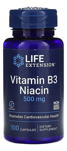 Vitamina B3 Niacina 500 mg 100 cápsulas Life Extension