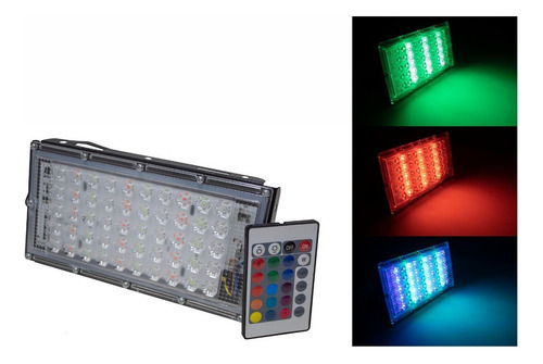 Reflector Led 50w Rgb Economico 110v Control Remoto Ip65 Color de la carcasa Negro