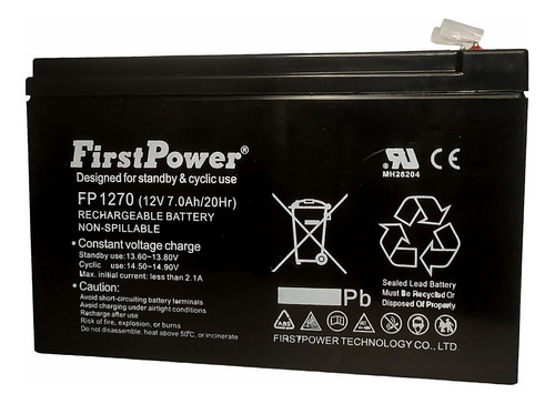 Batería 12v 7ah Seca Recargable Fp1270 Para Ups Alarmas 