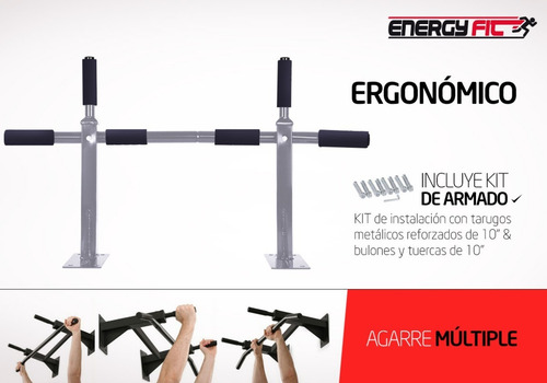 Imagen 4 de 8 de Barra Dominadas Pared Paralela Multifuncion 300k Importada