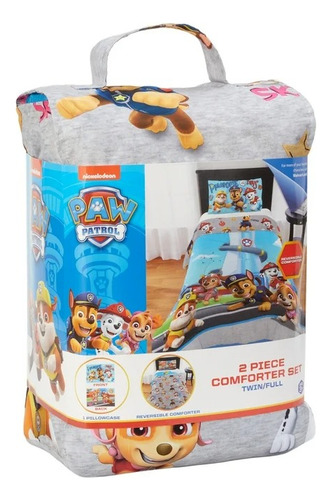Set De Edredón Para Niños Paw Patrol, 2 Piezas, Reversible Color Diseño De La Tela Paw Patrol