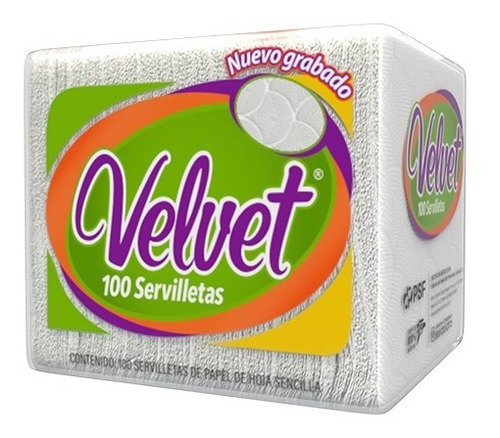 Servilletas De Papel Velvet® 100pz, Hoja Sencilla, C/grabado