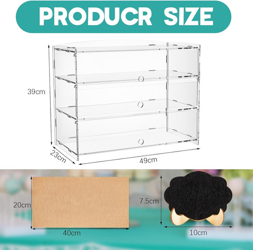 Vitrina De Acrílico Transparente De 3 Niveles Panaderã...