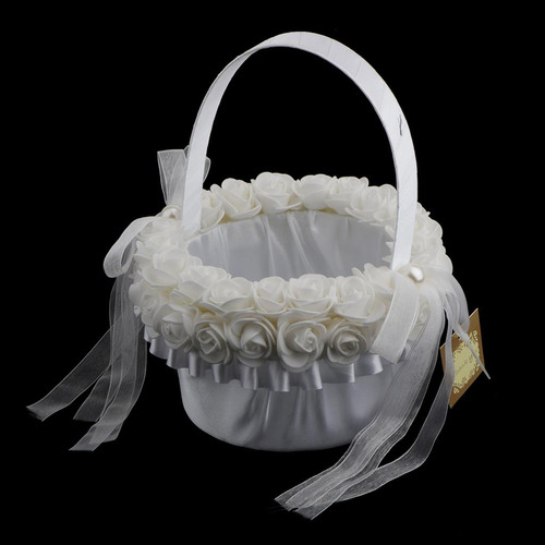 Cesta De Niña De Boda Rústica Con Lazo De Encaje De
